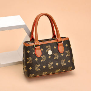 Double Layer Small Square Handbag Womens Mobile Phone Bag Cashier Shopping Bag Fashionable Trendy Geometric Pattern PU Leather