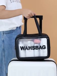 Fashion High Capacity Transparent PVC Travel Wash Bag Waterproof Portable Cosmetic Bag Makeup Toiletry Pouch Organizer Bag