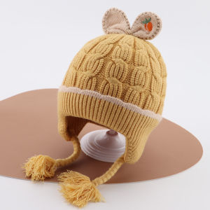 Warm Knitted Woolen Hat for Baby Girls with Braid Design Suitable for Outdoor Use in Winter Windproof And Comfortable for Travel