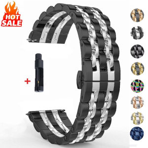 22mm 20mm Universal Stainless Steel Metal Strap For Huawei Watch GT 6 Pro 46mm GT6/GT5/GT4 46mm for Samsung Galaxy Watch 7 6 5 4