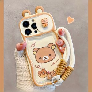 Kawaii Sandflow Bear Design Mobile Phone Case for Apple 15Promax iPhone 13 New 3D Style 16Promax High End 14 Internet Famous 12 Top Selling 11 Unique with Lanyard