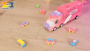 Girls Truck Toy with 6 Alloy Cars Car Launcher Track Music and Lights Princess Trucks for Kids Girl