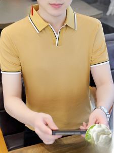 HENGYUANXIANG | Hengyuanxiang Summer New Style Mens Polo Shirt Short Sleeve Silk Cool Feeling Casual Solid Color Youth Thin Fashion T-Shirt