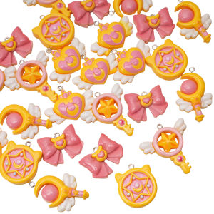 1 chiếc Hạt Charm Hạt chìa khóa trái tim sao nơ Mặt dây chuyền mặt trăng thủy thủ nhựa nhiều màu cho làm đồ trang sức phụ kiện thủ công đồ treo trang trí móc khoá dạng túi tự làm