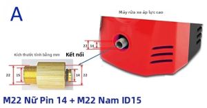 BEAR FORCE | Máy Rửa Xe Áp Lực Cao Đầu Nối Ổ Cắm Adapter Đồng M22-ID 14 Để M22-ID 15 Bộ Chuyển Đổi Cho Súng Nước Tuyết Bọt Lance