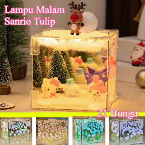21 Bunga  Lampu Malam Sanrio Tulip / Lampu Malam DIY Buatan Tangan/Sanrio Gift/DIY Lampu Malam LED Dekorasi Kamar Tidur Unik Lampu Cermin untuk Hadiah Ulang Tahun Pacar