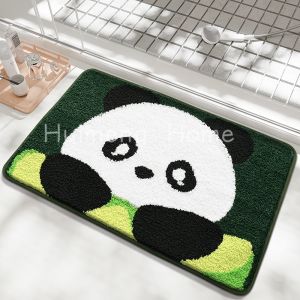 Bathroom Rug Machine Washable Bathroom Floor Mat Extra Soft Absorbent Non-Slip Bath Rug Panda-patterned flocked fabric