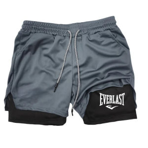 Mens Compression Gym Shorts EVERLAST Printed Sports Pants Double Layer Quick Drying Basketball BeachMuscles Fitness