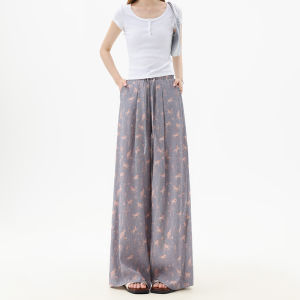 La Chapelle | Bohemian Style Light High Waisted Draping Wide Leg Trousers Cotton Linen