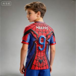 Hasbro | Summer Childrens Cartoon Marvel Spider-Man 3D T-shirt Suitable Boys Girls Breathable Quick-drying Sports Football Team Uniforms