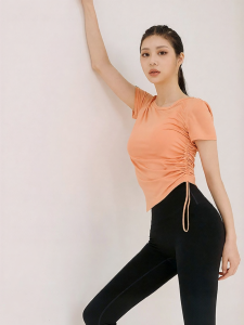 Drawstring Open Back Cinched Waist T-Shirt