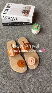 Sandal Jepit Korean Style Model Kancing Jamur Glossy Dengan Sol Karet Anti Licin