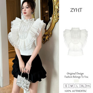 Zyht phụ nữ áo Áo cánh màu trắng áo ren áo gợi cảm áo sát nách áo phong cách sang trọng áo thời trang pháp hàng đầu Áo thân trên ngọt ngào 91621