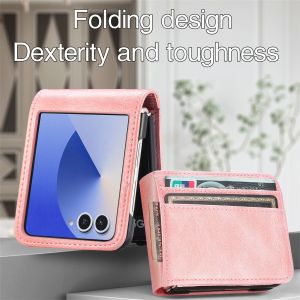 szhaiyu | Luxury Wallet Card Holder Phone Case for Samsung Galaxy Z Flip 8 7 6 5 4 3 Flip8 Hinge Protection Leather Cover