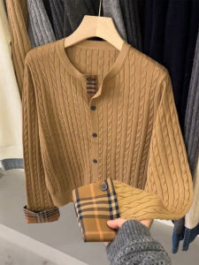 QINGNAER | Classic Retro Seasonal New Brown Knitted Cardigan