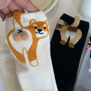 ถุงเท้าลายไข่สุนัข 3 มิติ ของขวัญสำหรับคนรักสุนัข ดีไซน์ลูกสุนัขสุดน่ารัก ระบายอากาศได้ดี ถุงเท้าความยาวกลางน่อง ใส่ได้ทุกเพศทุกวัย ทุกฤดู