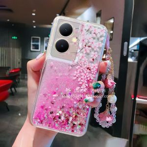 Luxury Creative Sandflow Silicone Phone Case for Vivo Y78+ Full Cover Anti-fall Womens Style Vivid Y36 X100 Y100 Personalized S17T