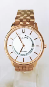 Đồng hồ BULOVA Nam Chính hãng side lớn 40mm Mặt trắng .Vỏ Thép mạ vàng.Kính đá saphia Hàng mới 100%