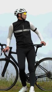 WOSAWE Sleeveless Men Cycling Jackets Tops Thermal Fleece Windproof Reflective Sports Bicycle Vest