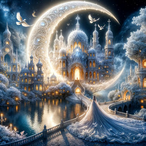 Huacan 5D DIY Diamond Painting Moon Castle Princess Diamond Mosaic Landscape New Collection 2025 Decorative Paintings