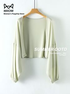 Miiow | Cat Woman Light Thin Ice Silk Batwing Sleeve Sun Protection Open Cardigan Summer New Style Short Length Cool Drapey Air Conditioner Shirt Shawl Cover Up