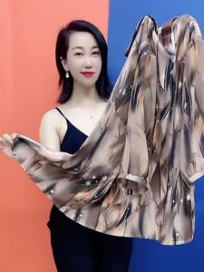 เรียบหรู Mom ฤดูร้อน เสื้อเชิ้ตพิมพ์ลายสไตล์ใหม่ ผ้าชีฟอง แขนสามส่วน ผู้หญิง เสื้อผ้าทํางานแฟชั่น หลวม ประเภท ปกโปโล