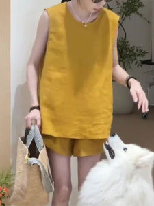 Shalldoer | Casual Sleeveless Womens Two-Piece Set Commute Design Summer Korean Style Short Shorts Round Neck Top Bottoms Ensemble