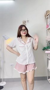 Set đồ bộ ngủ pyjama nữ BIGSIZE CÔ NHỎ vạt bèo xinh xắn có túi 1 bên chất vải đũi xốp mát mẻ dành cho nàng mập 58-95 SET65