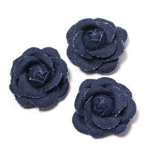 3pcs/lot 4.5cm Denim Fabric Artificial Flower Denim Handmade Camellia Flower For DIY Crafts Clothing Headwear Decor Accessories
