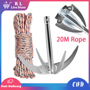 Boats Anchor Folding Weed Razor 4 Claw Anchor Sickle Water Grass Plants Cutter With Rope Landscape Lake Weed Tool