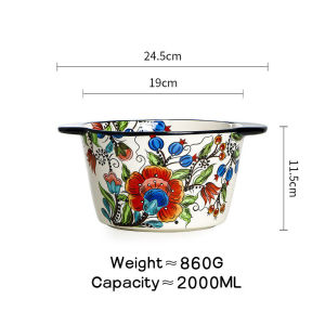 OMK American Style Hand-painted Underglaze Ceramic Bowl Extra Large Salad Bowl Home Tableware Natalia Series