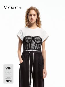 MO&Co. | Lace Patchwork Short Sleeve T-Shirt