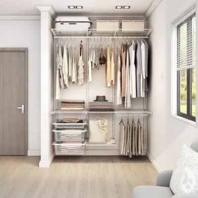Modern Simple Metal Wardrobe Home Use Wall Mounted Open Closet Adult Clothes Storage Organizer Economic Style Customizable