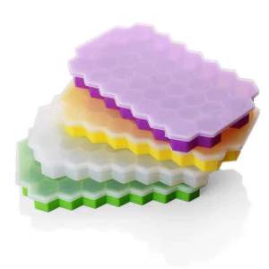Food Grade Soft Silicone Ice Cube Tray with Lid Honeycomb ice box