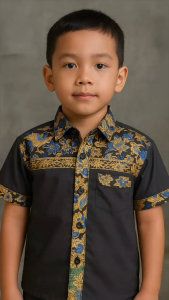 Kemeja Anak Laki Laki cowok usia 3-7 tahun motif batik warna Hitam