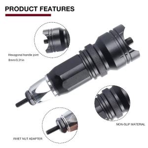 Labor-Saving Electric Rivet Nut Tool Plug-in Nut Quick Riveting Compatible with Cordless Drill for DIY Household with 6 Mandrels