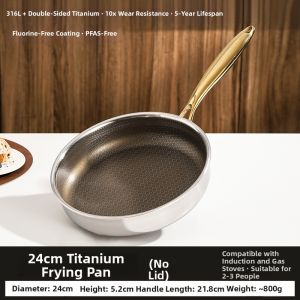 YIYIPAI | Non-stick Stainless Steel Titanium Flat Pan