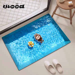 Labubu Anti-Slip Bathroom Mat Quick Dry Silica Clay Material Home Use Cartoon Print Design Floor Mat for Bathroom And Swimming Pool