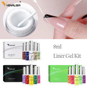VENALISA Liner Gel Kit 8ml French Gel Nail Painting Gel Polish Soak Off UV LED Gorgeous Color Glitter Gel 7pcs/kit Liner Drawing