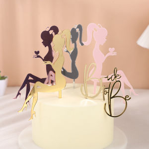 2pcs/set Bride To Be Golden Acrylic Cake Toppers Wedding Bride Shower Bachelorette Party High Heels Lady Baking Cake Decorations