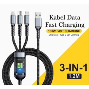 KABEL DATA 3IN1 100W SUPER FAST CHARGING USB MICRO / LIGHTNING / TYPE-C