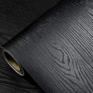 Black Wood Self-Adhesive Wallpaper Roll Countertop Furniture Kitchen Wall Waterproof Vinyl Peel and Stick Wall Stickers