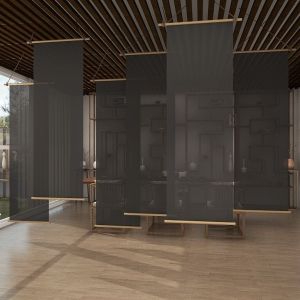 Retro Chinese Japanese Style Linen Rope Partition Curtain Roller Shutter Blind for Tea Room Hall Electric Window Treatment