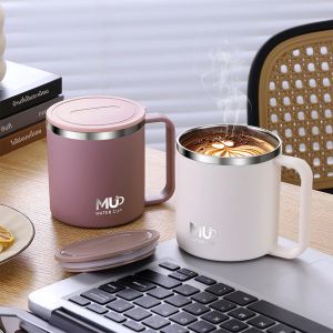 WORTHBUY ถ้วยกาแฟหุ้มฉนวนสองชั้นถ้วยน้ำแบบพกพาสำหรับเครื่องดื่มเย็นและร้อนปิดผนึกแก้วกาแฟสแตนเลส 304