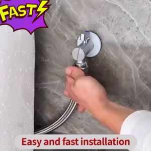 SUS304 Dual Control Angle Valve G1/2 Tap 3 Way Filling Valve Taps Wall Mounted Bidet Sprayer Accessories Kepala Paip Air Kepala Paip Bilik Air Mandi 洗衣机双头水龙头