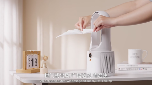 SG【Ready Stock】 Bladeless Tower Fan 3D Vortex Cooling Built-In Humidifier & Night Light Bladeless electric fan