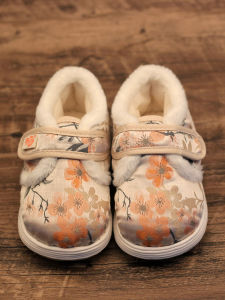 Handmade Cotton Shoes for Children Baby Inner Cotton Hanfu Shoes Thousand Layer Bottom Cloth Shoes Floral Pattern Chinese Style