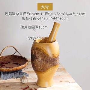 Manual Wooden Stone Mortar Garlic Crusher Home Use Grinding Tool Household Kitchen Cooking Utensils Real Wood Material