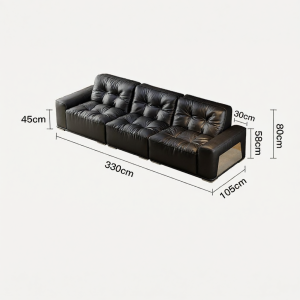 Leather Living Room Sofa Black LUXE