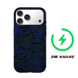 blue neon low poly Phone Case for iPhone 18 17 16 15 14 13 12 11 Air Pro Max Plus Double-layer Cover
